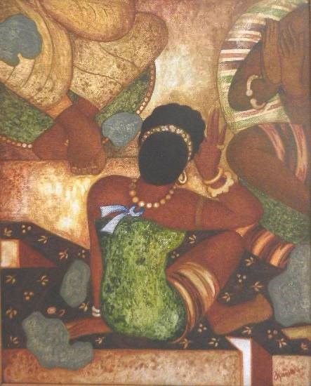 Back figure (Ajanta series), painting by Vijay Kulkarni