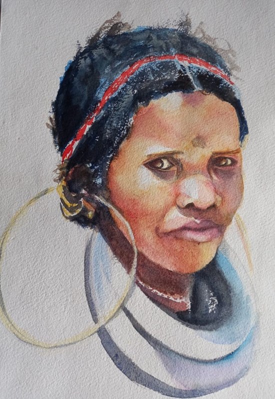 Tribal Portrait, painting by Varsha Shukla
