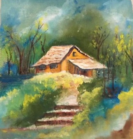 House in the Woods !!, painting by Varsha Shukla