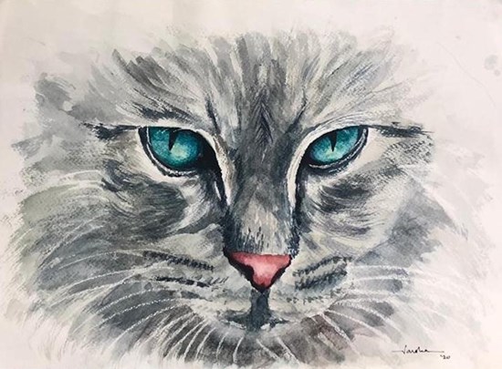 Catty Eyes, painting by Varsha Shukla