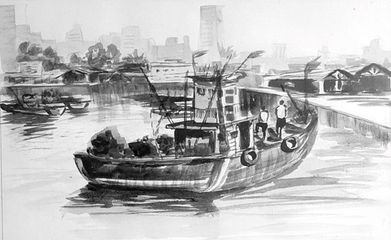 The Trawler, painting by Varsha Shukla