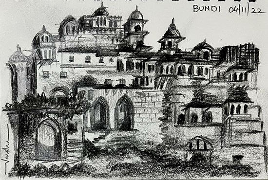 Taragarh Fort, painting by Varsha Shukla