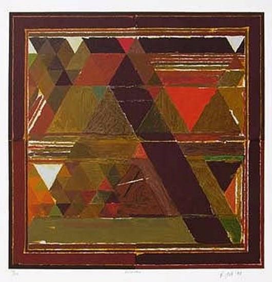 Encounter, painting by S H Raza