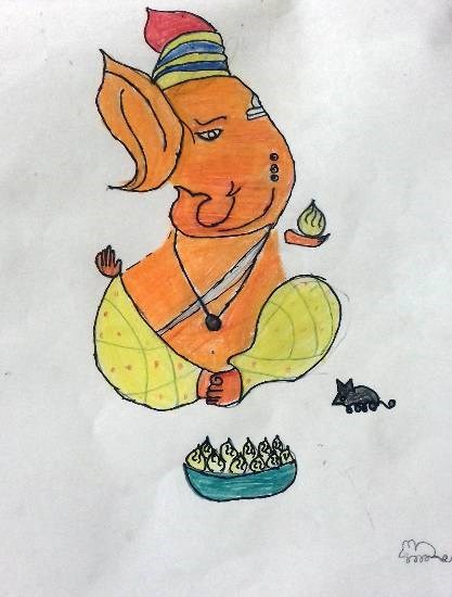Ganesha, painting by Arya Sandip Londhe