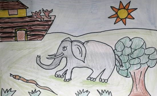 Elephant, painting by Joysi Ajay Pardeshi