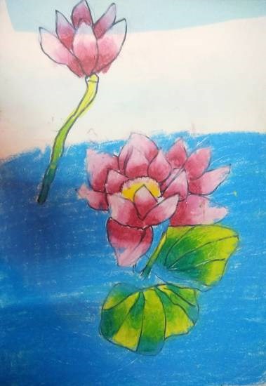 Lotus, painting by Krutika Laxman Bhatadye