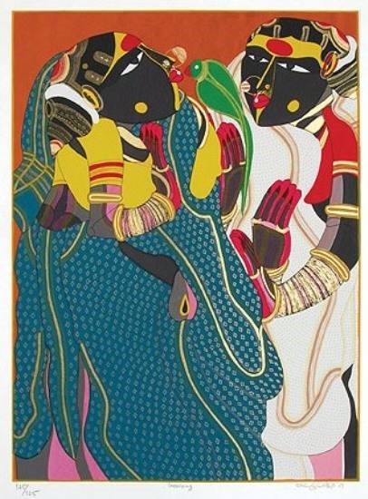 Gossiping, painting by Thota Vaikuntam