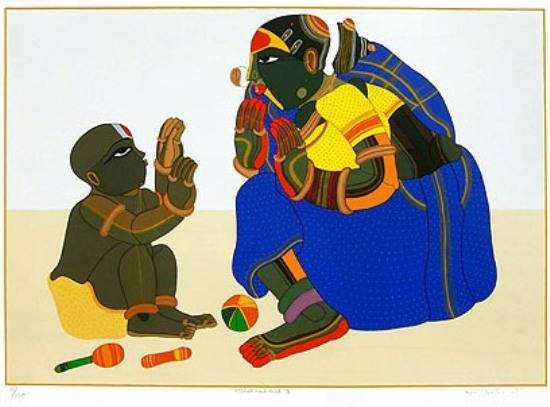 painting by Thota Vaikuntam - Mother and Child III
