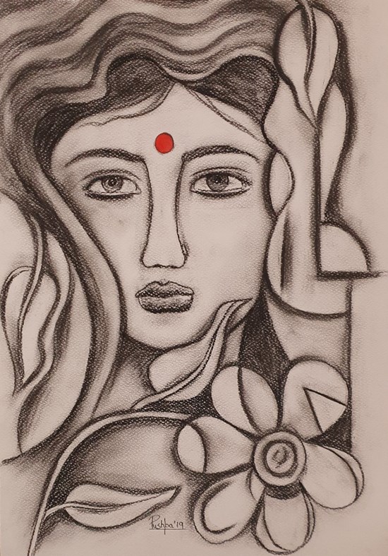 Face - 1, painting by Pushpa Sharma