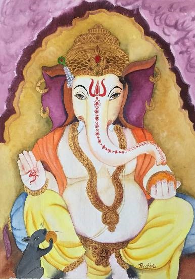 Lord Ganesha - 1, painting by Pushpa Sharma