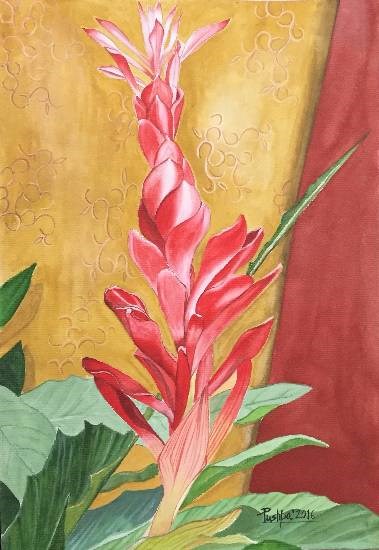 Ready to bloom, painting by Pushpa Sharma