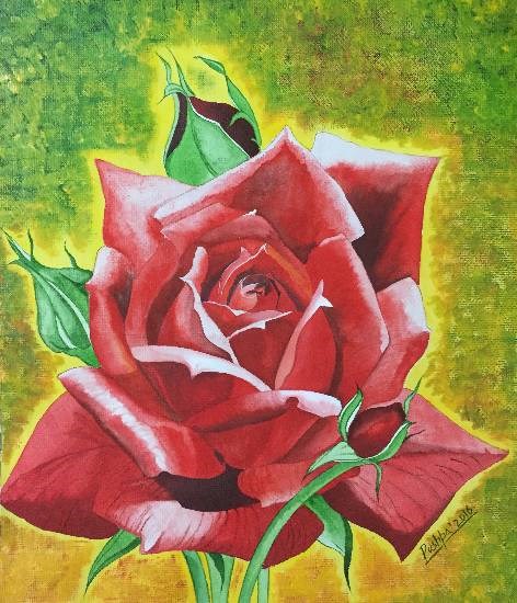 Valentine Rose, painting by Pushpa Sharma