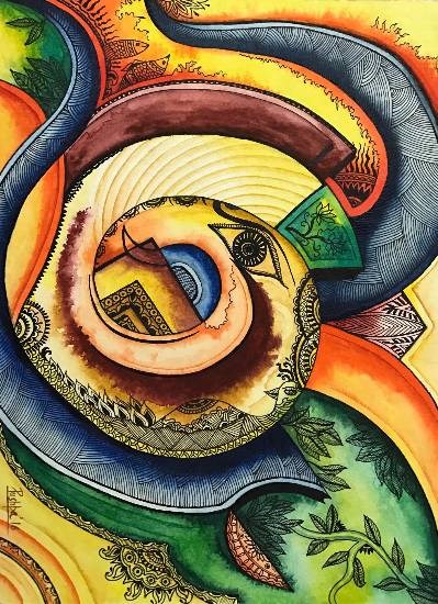 OM abstract, painting by Pushpa Sharma