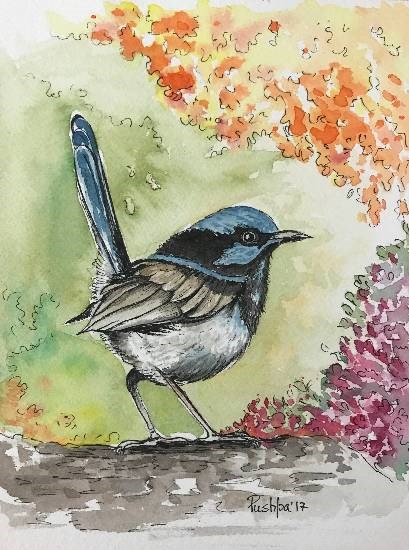 Bird - 1, painting by Pushpa Sharma