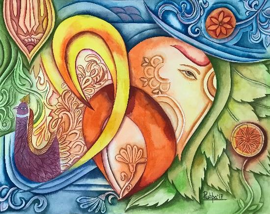 OM Abstract - 4, painting by Pushpa Sharma