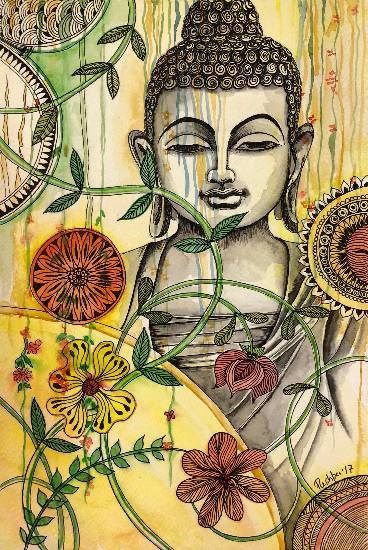 Lord Buddha in Peace, painting by Pushpa Sharma