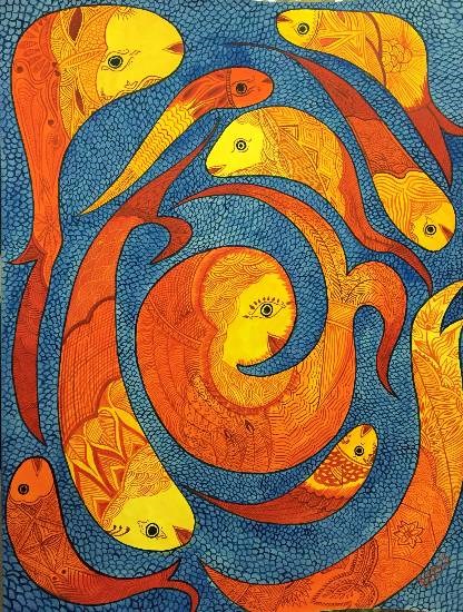 Water Queens (Abstract), painting by Pushpa Sharma