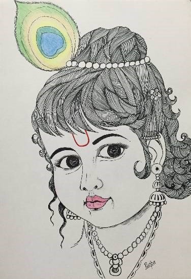 Bal Krishna, painting by Pushpa Sharma