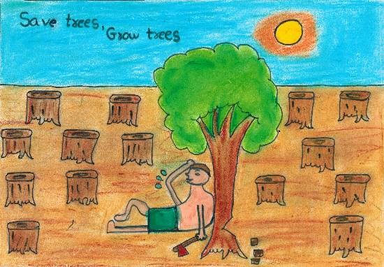 Save Trees Grow Trees, painting by Antara Ravindra Todankar