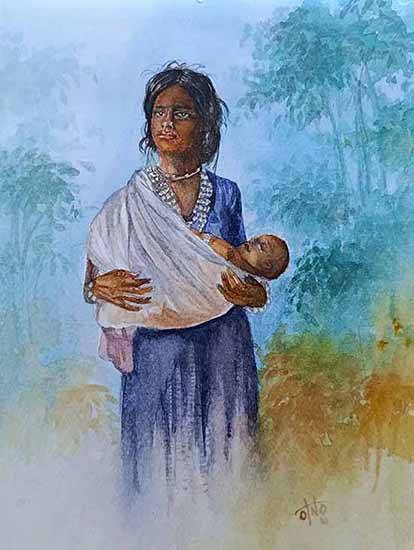 painting by Basab Dash - The Madonna