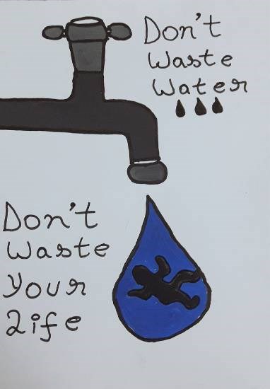 Don't waste water, painting by Avishi Srivastava