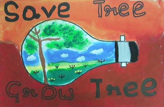 Save and Grow Trees, painting by Avishi Srivastava