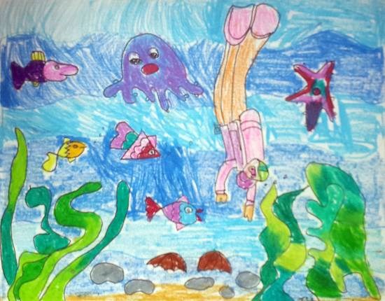 Scuba Diving, painting by Ishani Doshi