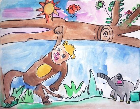 A day in the forest, painting by Ishani Doshi