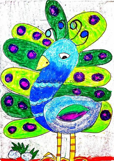 Peacock, painting by Ishani Doshi
