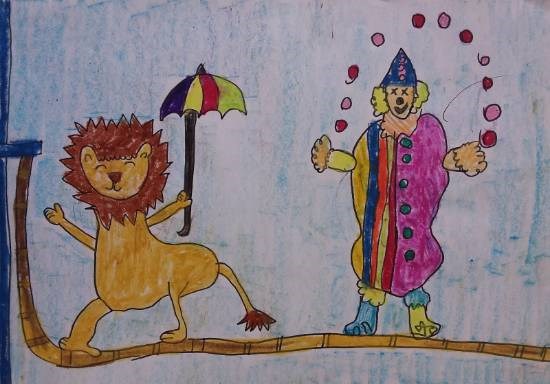 Fun in the circus, painting by Ishani Doshi