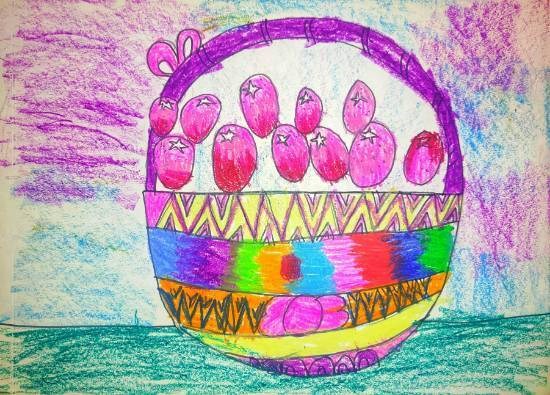 Colorful Basket, painting by Ishani Doshi