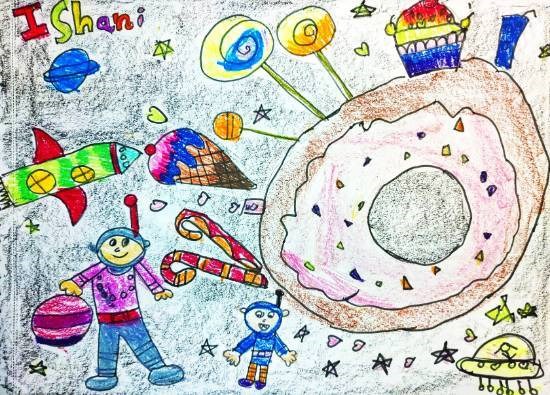My Candyland Planet, painting by Ishani Doshi