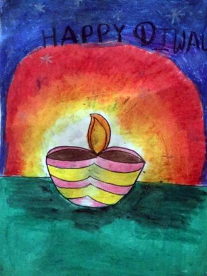 Happy Diwali, painting by Janhvi Jeeban Mishra