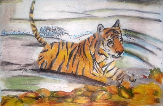 Save tigers, painting by Saavi Avadhut Dhavle