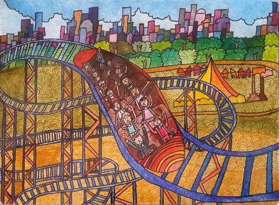 Life is a roller coaster, painting by Ishika Manish Gupta