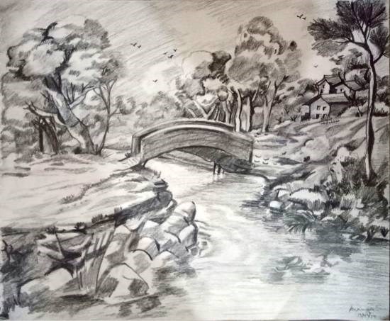 Bridge, painting by Ananya Bansal