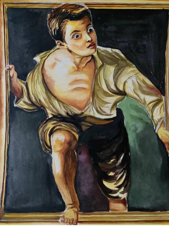 The Boy, painting by Anshu Kumari