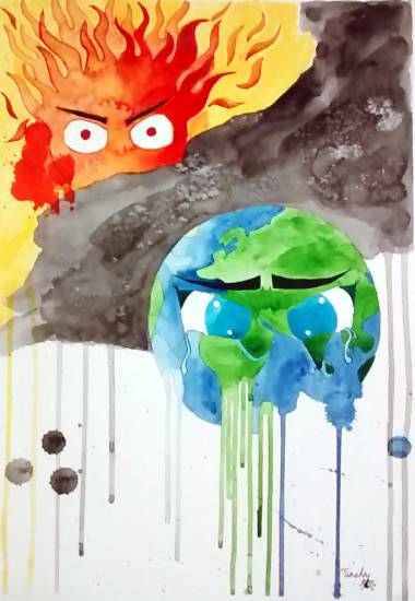 Global Meltdown, painting by Sneha Sinha