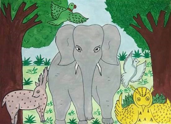 Wildlife, painting by Kirti Tiwari