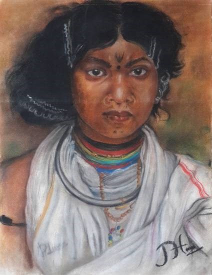 Tribal in India, painting by Pradeep Himirika