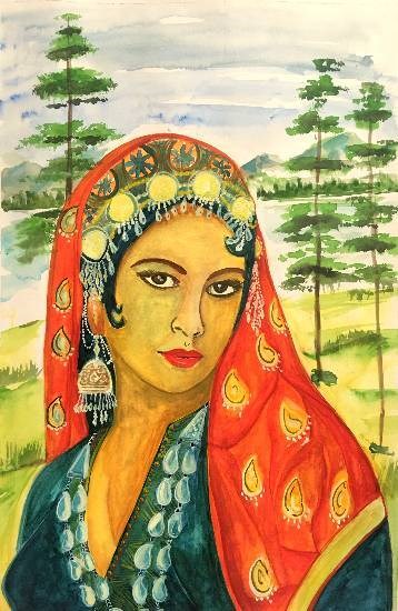 Kashmir in my eyes, painting by Alisha Raghav