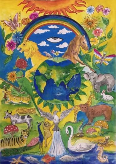 Save wildlife, Save Earth, painting by Alisha Raghav