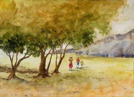 Rural Life - 2, painting by Sneha Shinde
