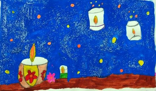 Diwali Night, painting by Sanvi Singh