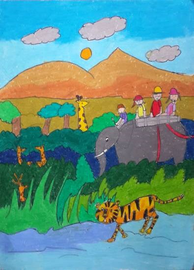 Jungle Safari, painting by Vanshika Garg