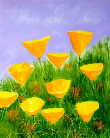 California Poppies, painting by Nayaswami Jyotish