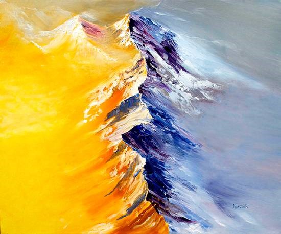 Mist & Dawn, painting by Nayaswami Jyotish