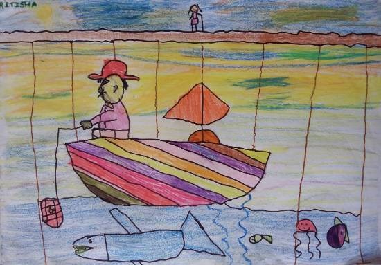 A boat, painting by Ritisha Goyal