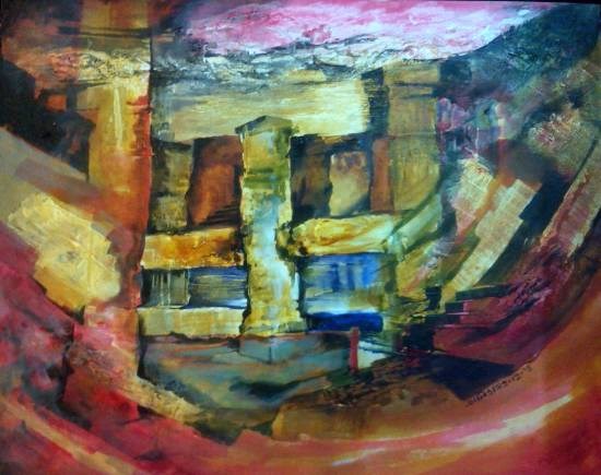 Cave, painting by Satish Pimple
