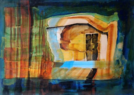 Window Through the Door, painting by Satish Pimple